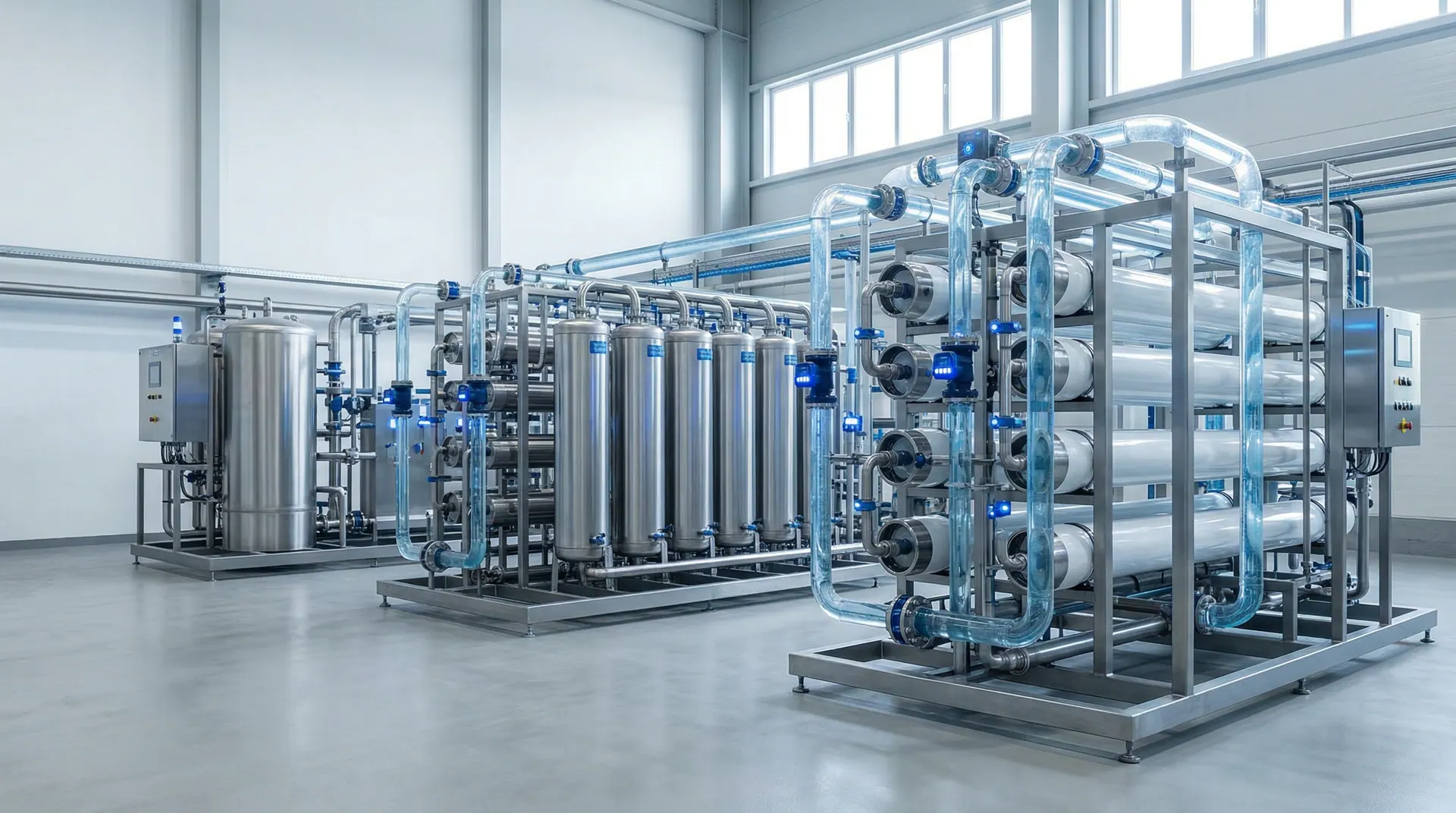 Industrial water treatment facility and process equipment